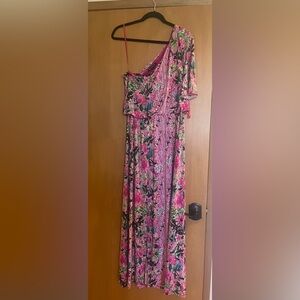 New Inc floral asymmetric long dress